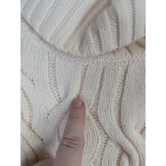 COS Wool Cable Knit Sweater Vest Womens XS Cream Turtleneck Fisherman Cottage - Picture 8 of 11